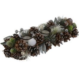 Portavela Navidad Alpina DKD Home Decor Verde Natural 15 x 9 x 38 cm (6 Unidades)