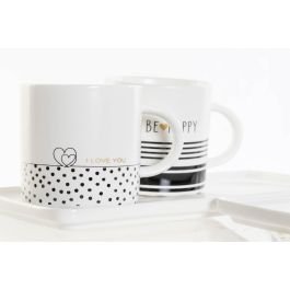 Mug Scandi DKD Home Decor Blanco Negro 11 x 1 x 23 cm Set de 2 (6 Unidades)