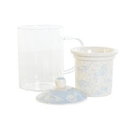 Mug Infusiones Shabby DKD Home Decor Rosa Azul 8 x 14.5 x 12 cm (6 Unidades)