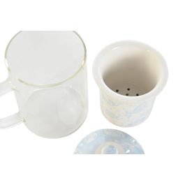 Mug Infusiones Shabby DKD Home Decor Rosa Azul 8 x 14.5 x 12 cm (6 Unidades)