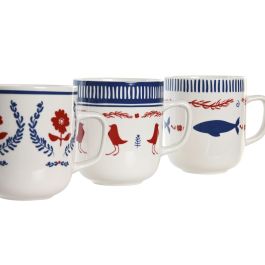 Mug Mediterraneo DKD Home Decor Azul Rojo 8.5 x 10 x 11.5 cm (6 Unidades)