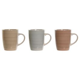 Mug Basicos DKD Home Decor Marron Gris 8.5 x 11 x 12.5 cm (6 Unidades)