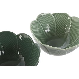 Bol Tropical DKD Home Decor Verde Verde Oscuro 16 x 7.6 x 16 cm (6 Unidades)