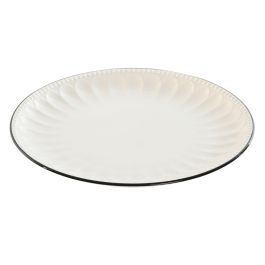 Plato Tradicional DKD Home Decor Blanco Negro 26.5 x 3 x 26.5 cm (6 Unidades)