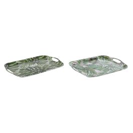 Bandeja Tropical DKD Home Decor Verde Blanco 29 x 2.5 x 40.5 cm (6 Unidades)