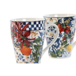 Mug Moderno DKD Home Decor Azul Blanco 8.5 x 11 x 12 cm (6 Unidades)