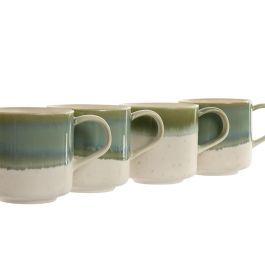 Mug Oriental DKD Home Decor Verde Blanco 8.7 x 8.5 x 12.4 cm (6 Unidades)