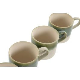 Mug Oriental DKD Home Decor Verde Blanco 8.7 x 8.5 x 12.4 cm (6 Unidades)