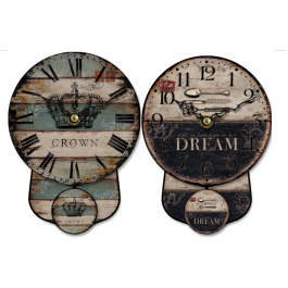 Reloj Pared Cottage DKD Home Decor Beige Negro 5 x 19 x 14 cm (6 Unidades)