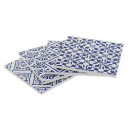 Posavasos Mediterraneo DKD Home Decor Azul Blanco 10.8 x 0.7 x 10.8 cm (72 Unidades)