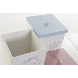 Caja Baby DKD Home Decor Rosa Azul 11.5 x 11 x 11.5 cm (8 Unidades)
