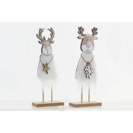 Figura Navidad Alpina DKD Home Decor Blanco Natural 4 x 22 x 8 cm (8 Unidades)
