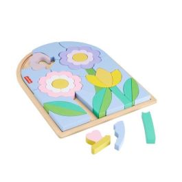 Fisher-Price-Rompecabezas de flores de madera-Rompecabezas de 37 piezas para jardín de infantes HXT97