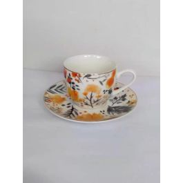 DKD Home Decor Taza Shabby de Porcelana Set de 2 Capacidad 90ml con Flores Multicolor y Azul, Apta Microondas y Lavavajillas Precio: 26.3175. SKU: B1KDKE5866