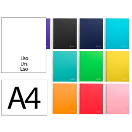 Liderpapel Cuaderno espiral A4 Micro Jolly tapa forrada 140h 75gr liso 5 bandas 4 taladros colores surtidos Precio: 4.79000038. SKU: B18HB4SBB5