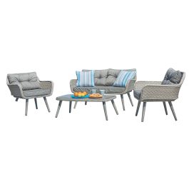 Sofa Terraza Y Jardin DKD Home Decor Marron Claro Gris Claro 72 x 76 x 127 cm Set de 4