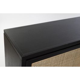 DKD Home Decor Aparador Balines Negro Natural 110 x 30 x 100 cm (Paulownia, MDF, Ratán)