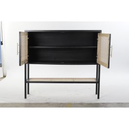 DKD Home Decor Aparador Balines Negro Natural 110 x 30 x 100 cm (Paulownia, MDF, Ratán)