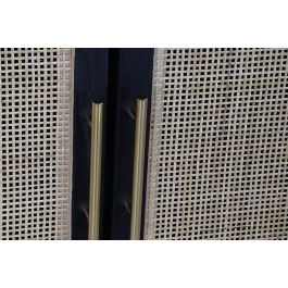 DKD Home Decor Aparador Balines Negro Natural 110 x 30 x 100 cm (Paulownia, MDF, Ratán)