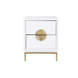 Mesita De Noche Oriental DKD Home Decor Blanco Dorado 40 x 50 x 40 cm