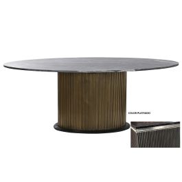 Mesa Ovalada Comedor Moderno DKD Home Decor Plateado Negro 110 x 76 x 200 cm