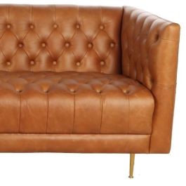 Sofa Item Home DKD Home Decor Cognac Dorado 77 x 74 x 209 cm