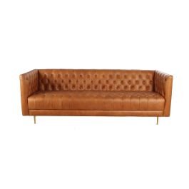 Sofa Item Home DKD Home Decor Cognac Dorado 77 x 74 x 209 cm