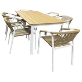 Mesa Terraza Y Jardin DKD Home Decor Blanco Natural 90 x 75 x 180 cm Set de 7 Precio: 1138.9900005. SKU: B18RR2CCFC