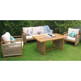 Sofa Terraza Y Jardin DKD Home Decor Marron Blanco 72 x 80 x 182 cm Set de 4