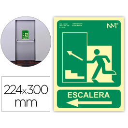 Archivo 2000 Pictograma Señal Salida Emergencia Escalera Sube Izquierda PVC Verde Luminiscente 224x300 mm Precio: 9.5000004. SKU: B1JMZ8HHD4