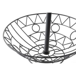 DKD Home Decor Frutero 3 Pisos Metálico Negro Geométrico Desmontable. Estilo Cottage. Colección Black Surewell. 28x28x58 cm