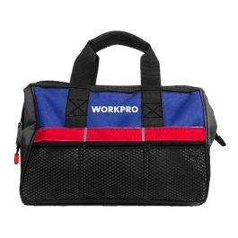 Workpro Bolsa de Herramientas con Cremallera, Bolsillo de Malla, 32x21x23 cm, para Herramientas Manuales y Accesorios