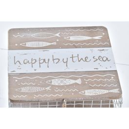 DKD Home Decor Caja Mediterraneo Pollença Madera Metal Marron Blanco 16 x 16 x 6 cm