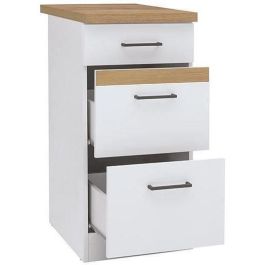 Muebles bajos de Junona Kitchen 40 cm - 3 cajones + encimera de trabajo - White brillante Muebles bajos de Junona Kitchen 40 cm - 3 cajones + encimera de trabajo - White brillante