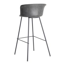 Taburete Negro Metal / Simil Piel 44,50 X 48,50 X 93,50 cm