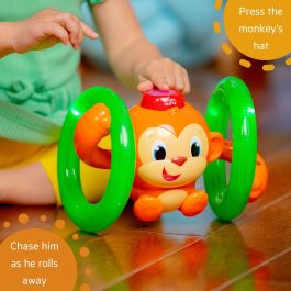 Bright Starts Little Roll & Glow Monkey - Juguete interacivo para bebés - Mono rodante que se ilumina