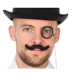 Monóculo Negro con Bigote Adhesivo para Caballero Victoriano, Accesorio de Época para Adultos Precio: 0.90000042. SKU: S1130633