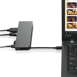 Lenovo Hub de Viaje USB-C Alimentado 13W con Puerto de Carga 5V/3A, Base de Conexión Portátil Gris Hierro