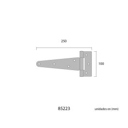 Bisagra en forma de t 250 x 110 mm de hierro zincado cromado