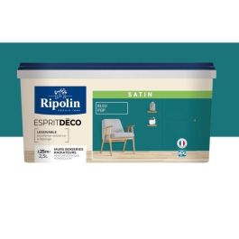 Ripolin Pintura de Pared Monocapa Muy Cubriente, Todas las Habitaciones, Paredes, Carpintería y Radiadores - Azul Pop Satén, 2.5L