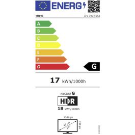 Trevi LTV 1904 SA2 TV HD LED 19 Pulgadas Negro 1366x768p con Sintonizador DVB-T2/S2, Bluetooth y HDR