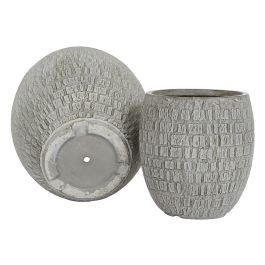 Set de Maceteros Home ESPRIT Gris Fibra de Vidrio Magnesio 55 x 55 x 55,5 cm (3 Unidades)