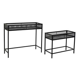 Macetero Loft DKD Home Decor Negro 25 x 60.5 x 70 cm Set de 2