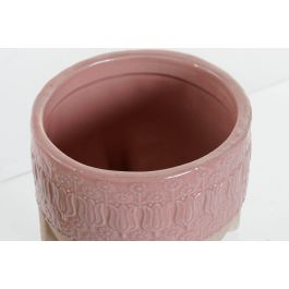DKD Home Decor Maceta Indio Rosa Blanco Gres 12 x 10 x 12 cm (4 Unidades)