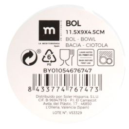 La Mediterranea Bol 11.5 cm x 9 cm x 4.5 cm Ps (24 Unidades)