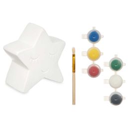 Hucha Estrella Cerámica para Pintar - Pincello 12.5x12.5x5.5 cm, Incluye 6 Colores y Pincel (24 Unidades) Hucha Estrella Cerámica para Pintar - Pincello 12.5x12.5x5.5 cm, Incluye 6 Colores y Pincel (24 Unidades)