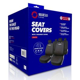 Sparco Juego Fundas Asiento Coche SPCS441RD Strada Negro-Rojo Ajuste Universal Polyester