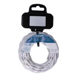 Edm Cable Textil Trenzado H03VV-F 2 x 0,75 mm² Gris Plateado 5m