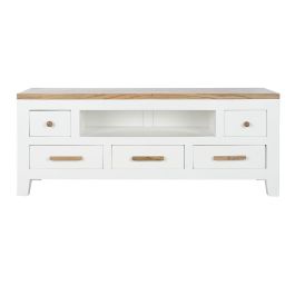 Mueble de TV DKD Home Decor Blanco Marrón Acacia Madera de mango 125 x 40 x 50 cm Mueble de TV DKD Home Decor Blanco Marrón Acacia Madera de mango 125 x 40 x 50 cm
