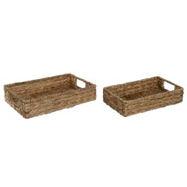 DKD Home Decor Bandeja Decorativa Tropical de Fibra y Metal Color Natural 40x26x9 cm - Set de 2 Precio: 23.50000048. SKU: B17TB9Z97B